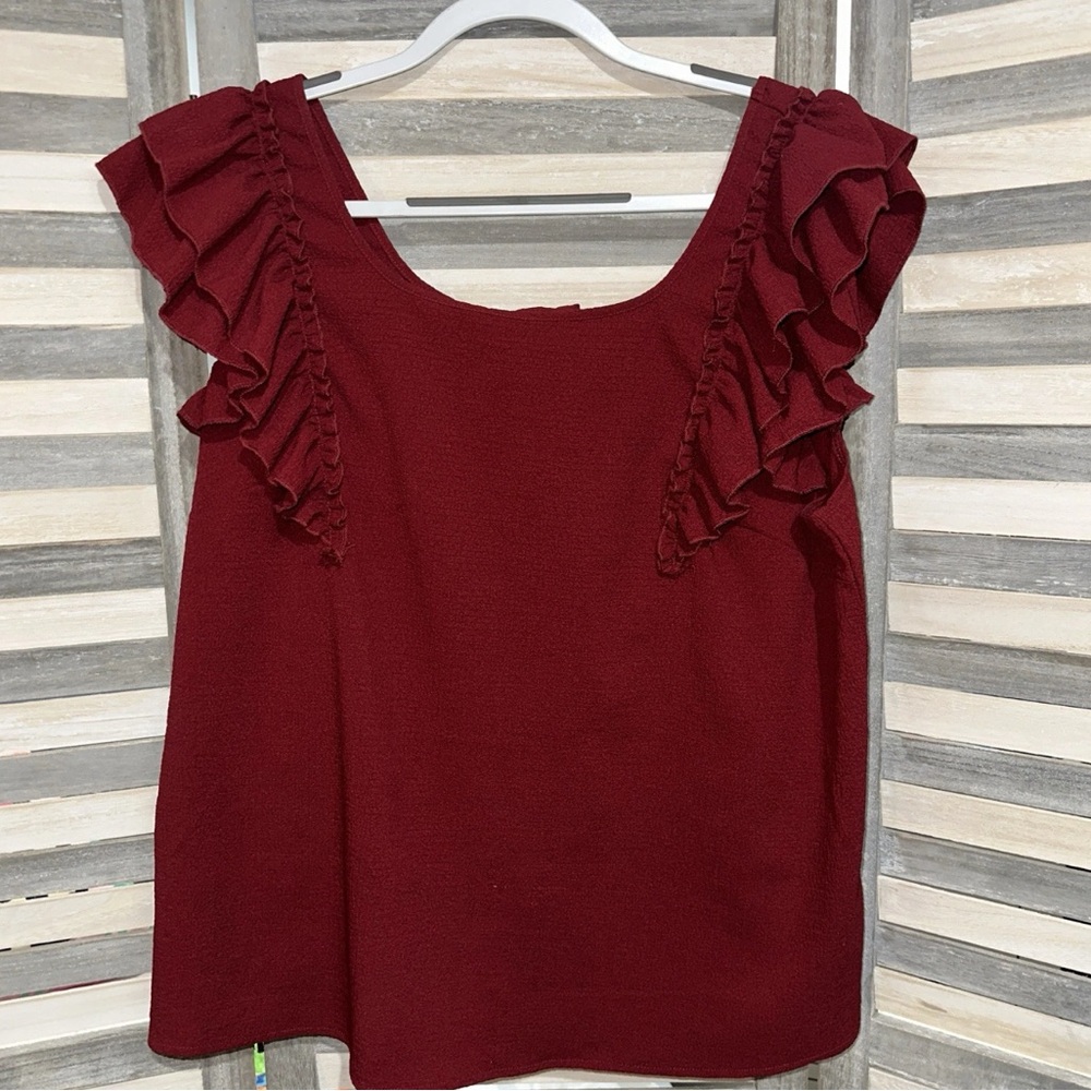Shein Curve Bow Ruffle Sleeve Top- 3X